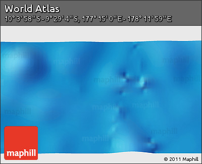 Physical 3D Map of the Area around 9° 46' 31" S, 177° 43' 29" E
