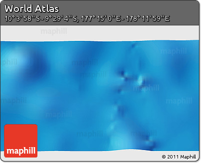 Physical 3D Map of the Area around 9° 46' 31" S, 177° 43' 29" E