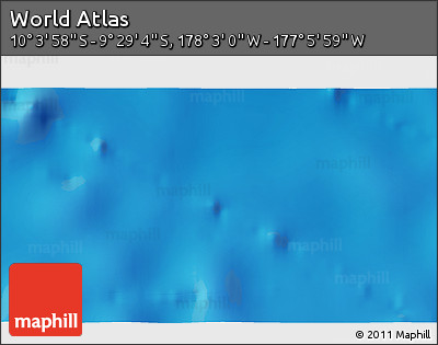 Physical 3D Map of the Area around 9° 46' 31" S, 177° 34' 29" W