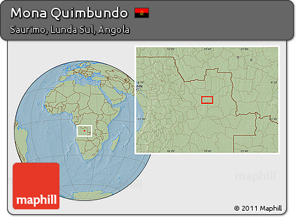 Savanna Style Location Map of Mona Quimbundo, hill shading