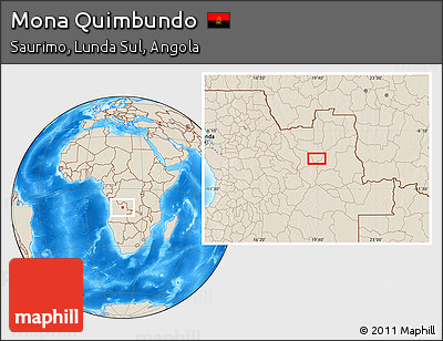 Shaded Relief Location Map of Mona Quimbundo
