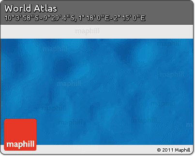 Physical 3D Map of the Area around 9° 46' 31" S, 1° 46' 29" E