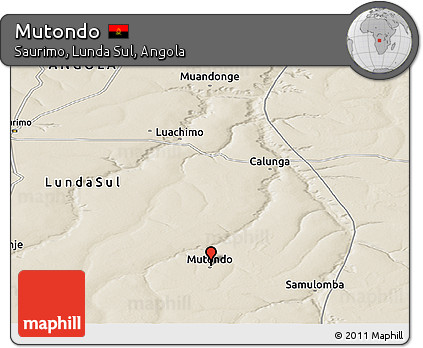 Shaded Relief Panoramic Map of Mutondo