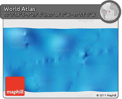 Physical 3D Map of the Area around 9° 46' 31" S, 20° 19' 30" W