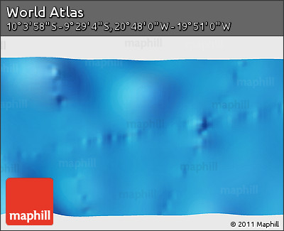 Physical 3D Map of the Area around 9° 46' 31" S, 20° 19' 30" W