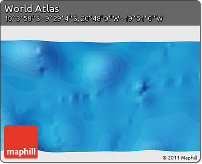 Political 3D Map of the Area around 9° 46' 31" S, 20° 19' 30" W