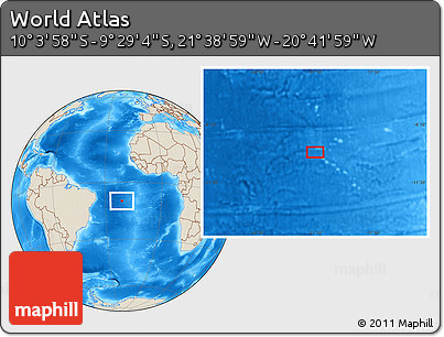 Shaded Relief Location Map of the Area around 9° 46' 31" S, 21° 10' 29" W
