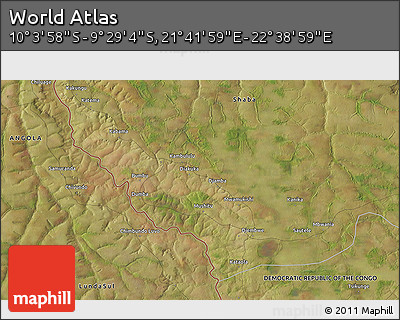Satellite 3D Map of the Area around 9° 46' 31" S, 22° 10' 29" E