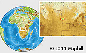 Physical Location Map of the area around 9° 46' 31" S, 22° 10' 29" E