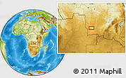 Physical Location Map of the area around 9° 46' 31" S, 23° 1' 29" E