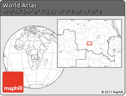 Blank Location Map of the Area around 9° 46' 31" S, 24° 43' 30" E