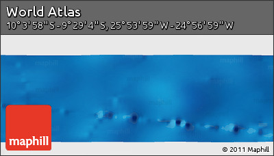 Physical Panoramic Map of the Area around 9° 46' 31" S, 25° 25' 29" W