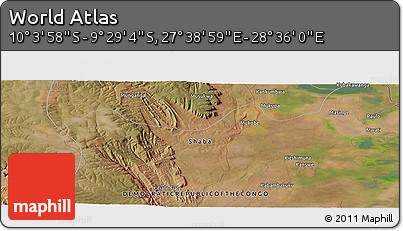 Satellite Panoramic Map of the Area around 9° 46' 31" S, 28° 7' 30" E