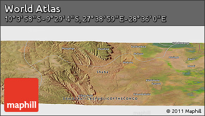 Satellite Panoramic Map of the Area around 9° 46' 31" S, 28° 7' 30" E