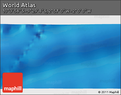 Physical 3D Map of the Area around 9° 46' 31" S, 2° 28' 30" W