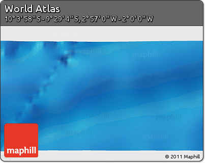 Physical 3D Map of the Area around 9° 46' 31" S, 2° 28' 30" W