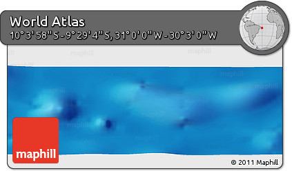 Shaded Relief Panoramic Map of the Area around 9° 46' 31" S, 30° 31' 29" W