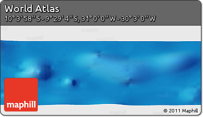 Shaded Relief Panoramic Map of the Area around 9° 46' 31" S, 30° 31' 29" W