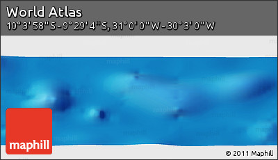 Shaded Relief Panoramic Map of the Area around 9° 46' 31" S, 30° 31' 29" W