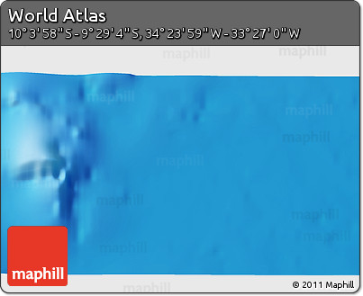 Shaded Relief 3D Map of the Area around 9° 46' 31" S, 33° 55' 29" W