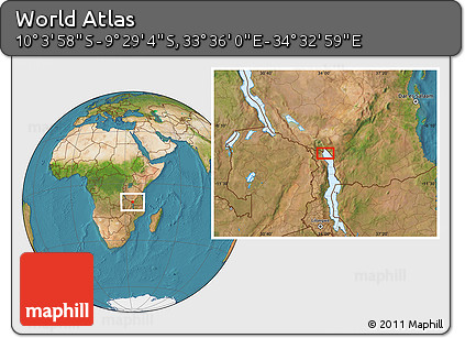 Satellite Location Map of the Area around 9° 46' 31" S, 34° 4' 30" E