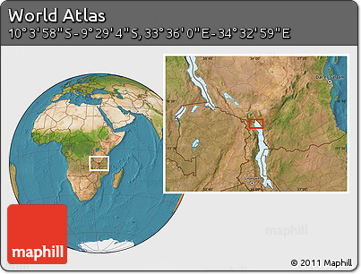 Satellite Location Map of the Area around 9° 46' 31" S, 34° 4' 30" E