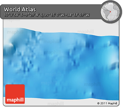 Shaded Relief 3D Map of the Area around 9° 46' 31" S, 34° 46' 29" W