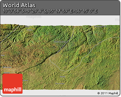 Satellite 3D Map of the Area around 9° 46' 31" S, 35° 46' 29" E