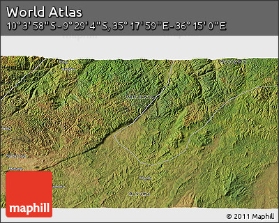 Satellite 3D Map of the Area around 9° 46' 31" S, 35° 46' 29" E