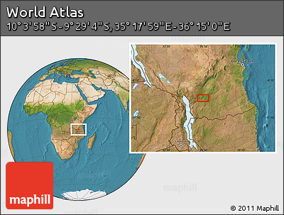 Satellite Location Map of the Area around 9° 46' 31" S, 35° 46' 29" E
