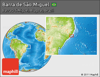 Physical Location Map of Barra De São Miguel