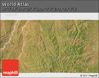 Satellite 3D Map of the Area around 9° 46' 31" S, 37° 28' 30" E