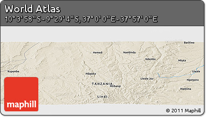 Shaded Relief Panoramic Map of the Area around 9° 46' 31" S, 37° 28' 30" E