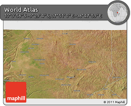 Satellite 3D Map of the Area around 9° 46' 31" S, 38° 19' 30" E