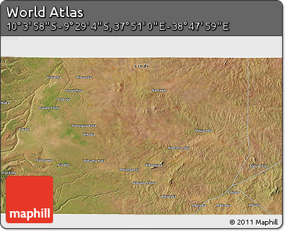 Satellite 3D Map of the Area around 9° 46' 31" S, 38° 19' 30" E