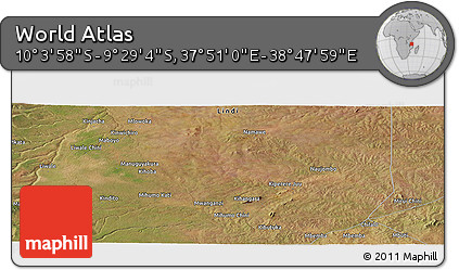 Satellite Panoramic Map of the Area around 9° 46' 31" S, 38° 19' 30" E