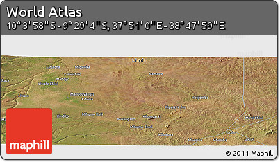 Satellite Panoramic Map of the Area around 9° 46' 31" S, 38° 19' 30" E