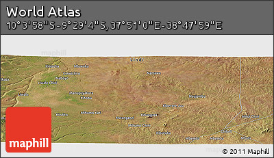Satellite Panoramic Map of the Area around 9° 46' 31" S, 38° 19' 30" E