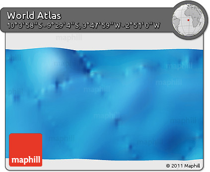 Physical 3D Map of the Area around 9° 46' 31" S, 3° 19' 30" W