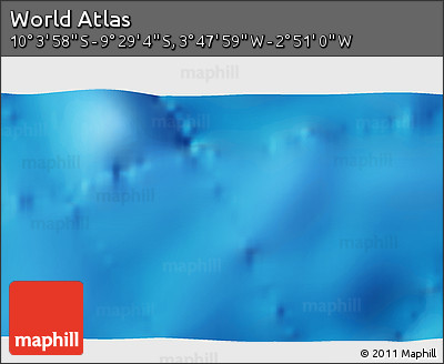 Physical 3D Map of the Area around 9° 46' 31" S, 3° 19' 30" W
