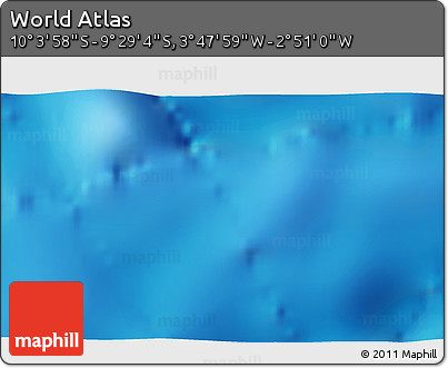 Physical 3D Map of the Area around 9° 46' 31" S, 3° 19' 30" W