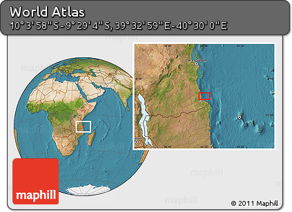 Satellite Location Map of the Area around 9° 46' 31" S, 40° 1' 29" E