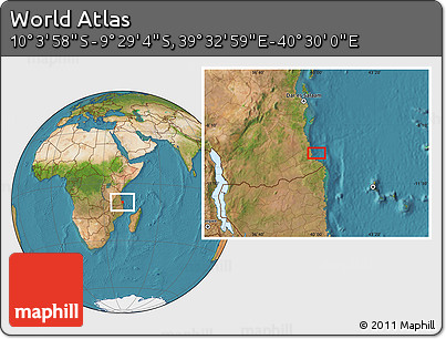Satellite Location Map of the Area around 9° 46' 31" S, 40° 1' 29" E