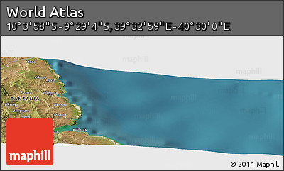 Satellite Panoramic Map of the Area around 9° 46' 31" S, 40° 1' 29" E