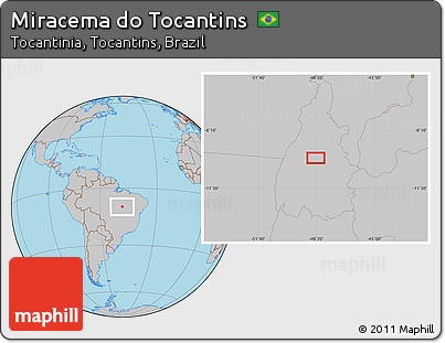 Gray Location Map of Miracema Do Tocantins