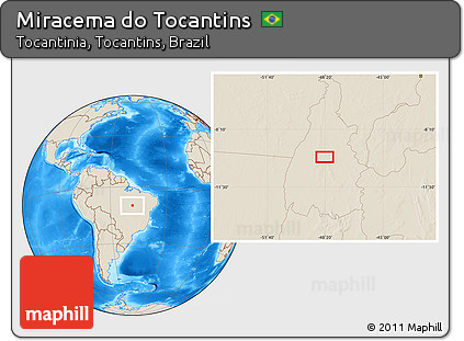 Shaded Relief Location Map of Miracema Do Tocantins