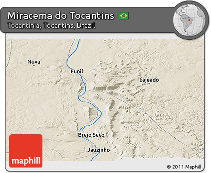 Shaded Relief Panoramic Map of Miracema Do Tocantins