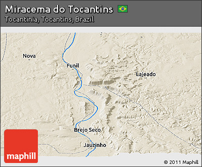 Shaded Relief Panoramic Map of Miracema Do Tocantins