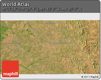Satellite 3D Map of the Area around 9° 46' 31" S, 49° 13' 30" W