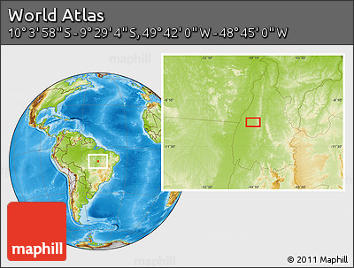 Physical Location Map of the Area around 9° 46' 31" S, 49° 13' 30" W